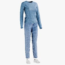 Womens Jeans Pullover Sneakers 1 3D model